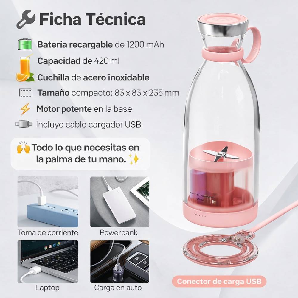 💪 Licuadora Portátil Inalámbrica – Tu Batido Saludable Siempre Listo 🥝🍓